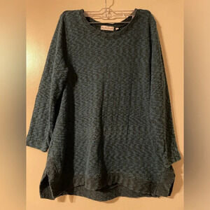 Habitat Blue Cotton Blend Knit Sweater Round Neckline Split Hem Size Small